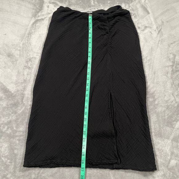 Xirena Skirt Medium Black Gauzy Pull On Lightweight Coastal Minimal Ruched - Picture 6 of 9
